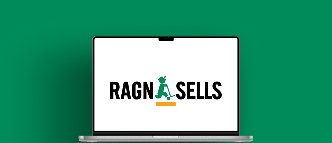 Ragn-Sells sin logo på en datamaskin